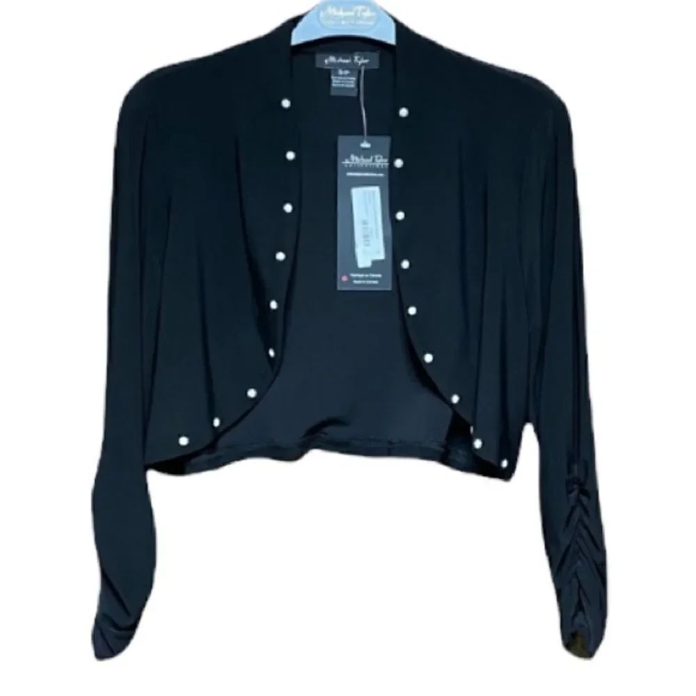 Michael Tyler 3/4 Sleeve Crop Pearl Black Bolero S